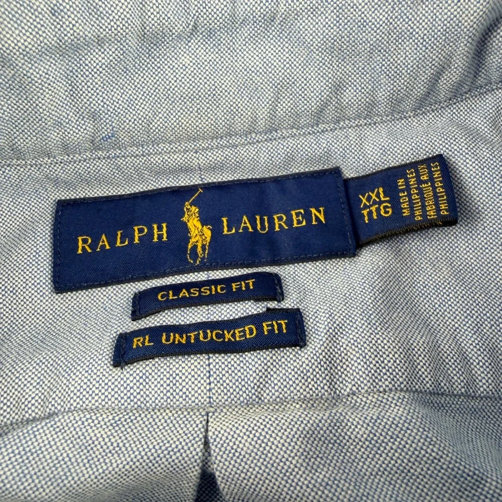 Polo Ralph Lauren Shirt Men's 2XL Blue Classic Untucked Fit Oxford Flesh Pony